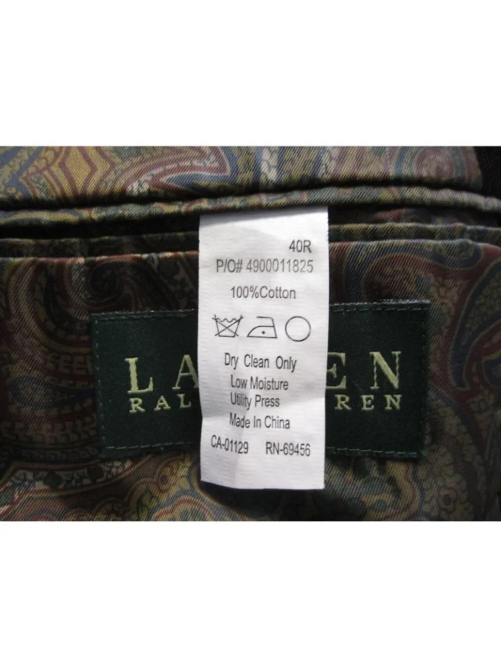 Lauren Ralph Lauren Corduroy Blazer 40R Elbow Patches Paisley Lining Y2K (MJ105)